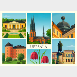 Uppsala bildkollage, vykort A6